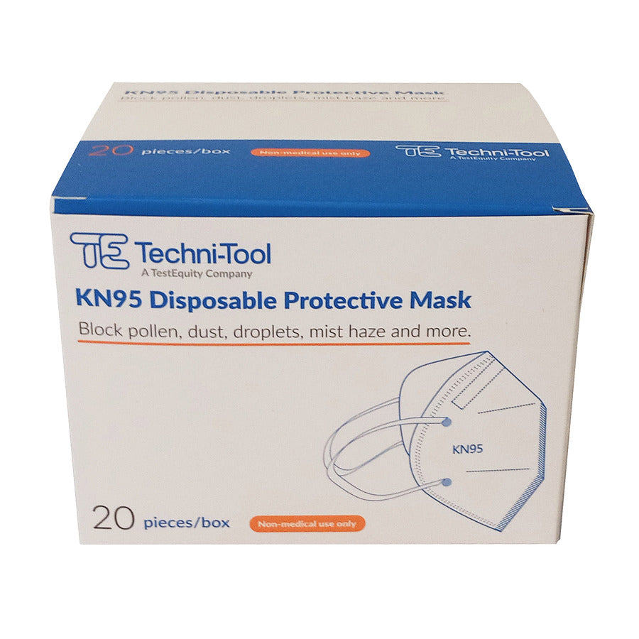 Techni-Pro KN95 Face Mask Disposable, Protective, with Earloops, 20/Package