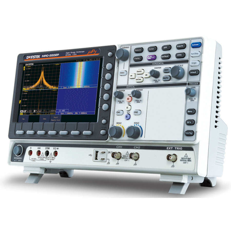 GW Instek MPO-2202P DSO Oscilloscope w/SA, AWG, DMM and Power Supply, 2CH, 200MHz, MPO-2000P Series