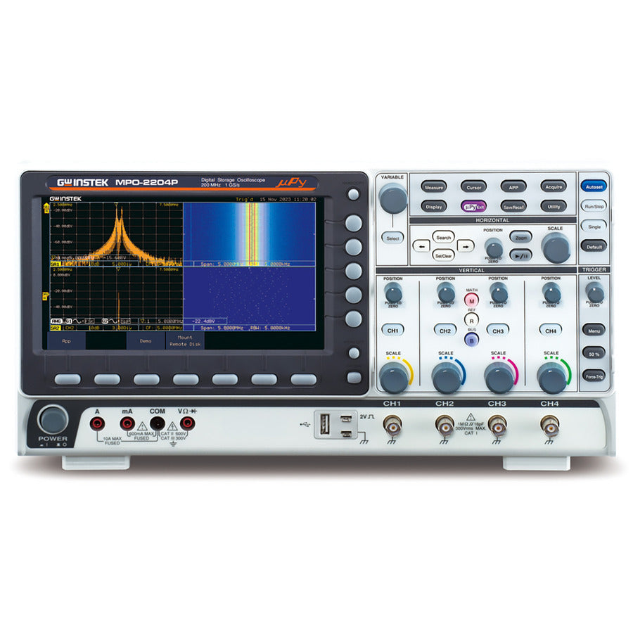 GW Instek MPO-2204P DSO Oscilloscope w/SA, AWG, DMM and Power Supply, 4CH, 200MHz, MPO-2000P Series