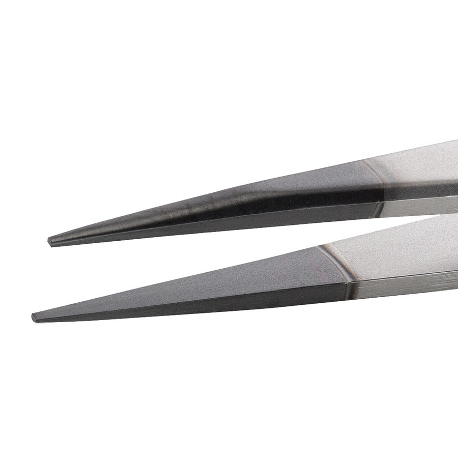 Techni-Pro 758TW0000 ESD Tweezers, Diamond Tips, Style 00, Stainless Steel, Thick, Strong, 4.7"
