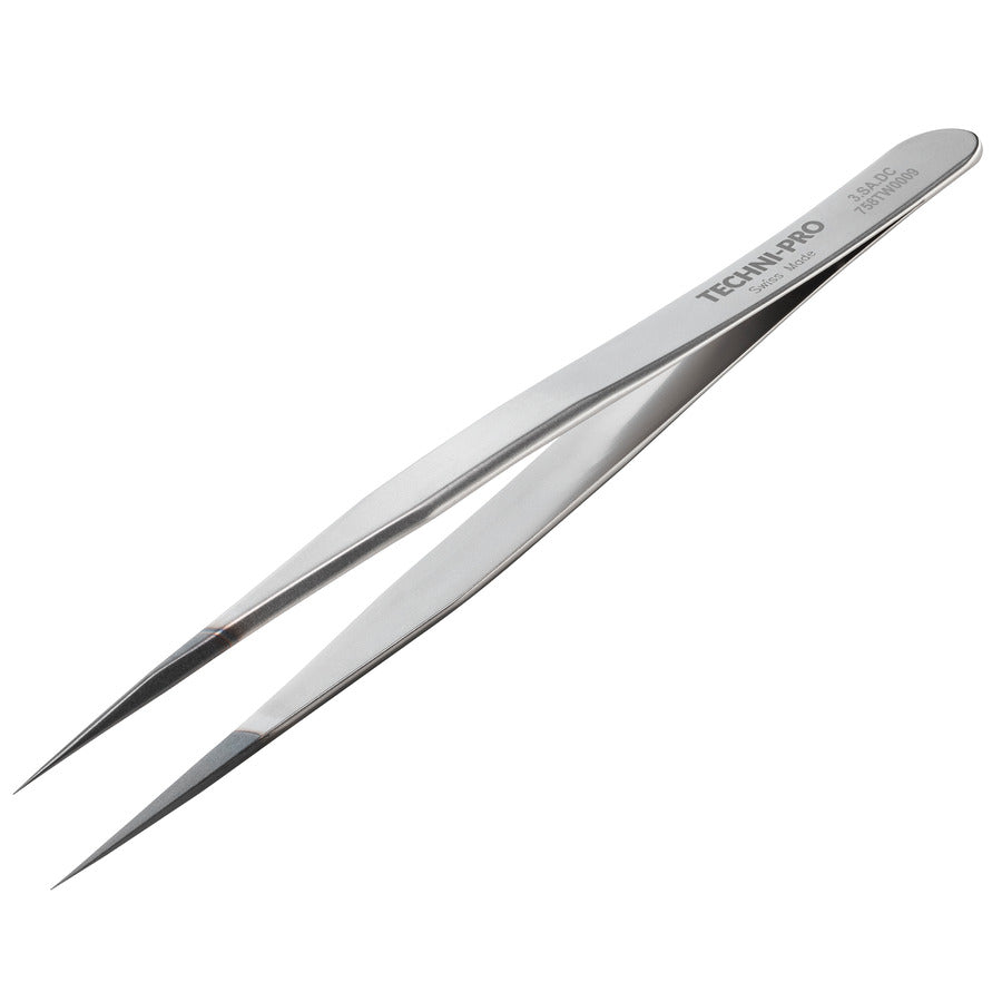 Techni-Pro 758TW0009 ESD Diamond Tweezers, Style 3, Anti-Acid/Anti-Mag SS, Fine, Pointed, 4.7"