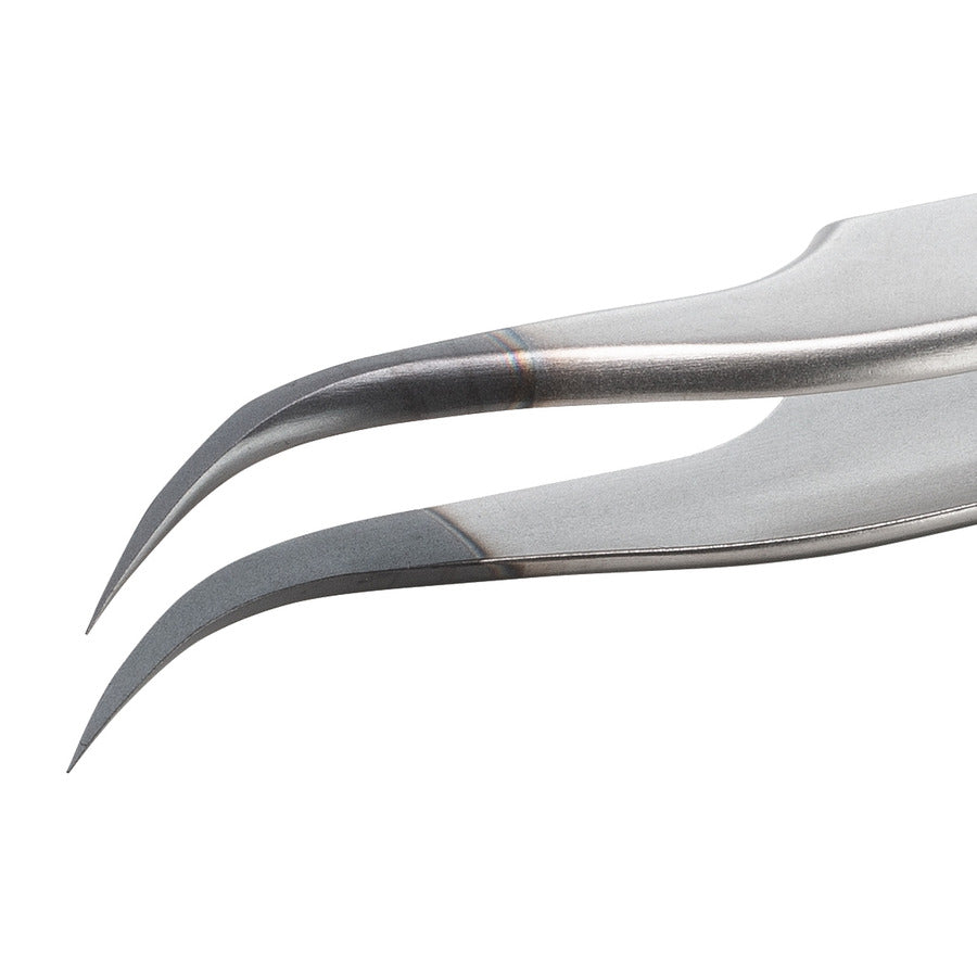 Techni-Pro 758TW0012 ESD Diamond Tweezers, Style 7, Anti-Acid/Mag, SS, Curved, Very Fine, 4.6"