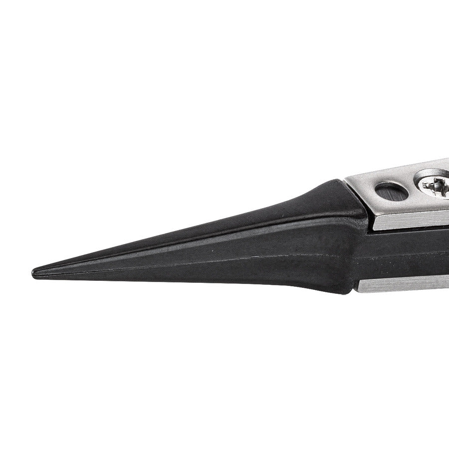 Techni-Pro 758TW235 ESD Plastic Tip Tweezers, Reverse, Style 5, Carbon Peek, Very Fine, 4.9"
