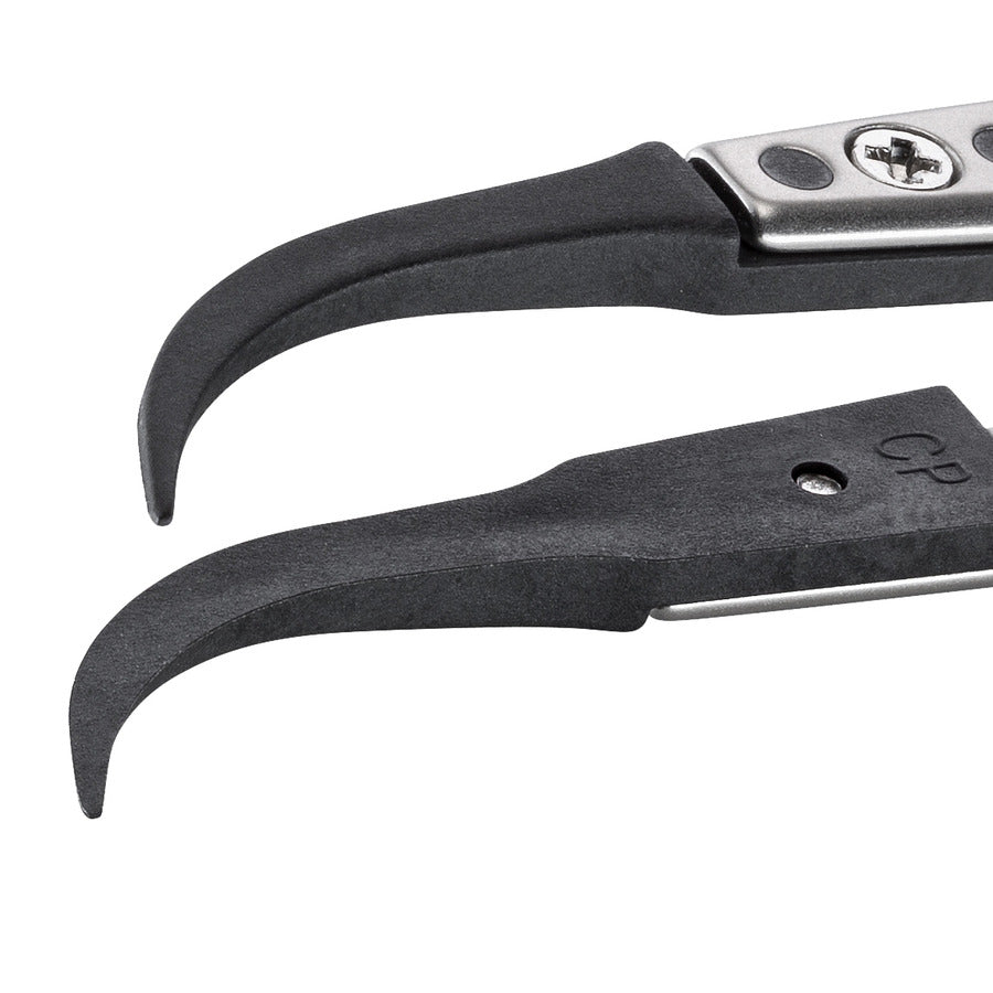 Techni-Pro 758TW239 ESD Plastic Tip Tweezers, Style 7,Carbon Peek, A7CP, Curved, Very Fine, 5.1"