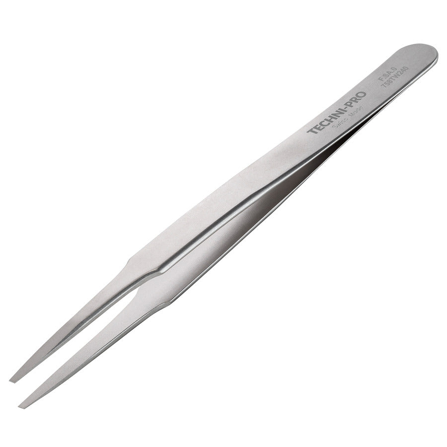 Techni-Pro 758TW240 High Precision Tweezers, Style F, Anti-Acid/Anti-Mag, SS, Squared, 4.7"