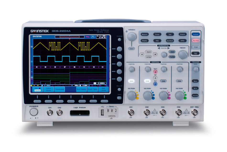 GW Instek GDS-2204A VPO Digital Oscilloscope, 4 Channel, 200MHz, 2Mpts, 2GS/s, GDS-2000A Series