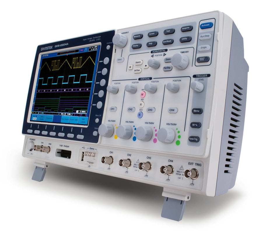 GW Instek GDS-2204A VPO Digital Oscilloscope, 4 Channel, 200MHz, 2Mpts, 2GS/s, GDS-2000A Series
