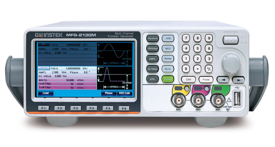 GW Instek MFG-2130M Arbitrary Function Generator, 30MHz, 200MS/s, 16kpts, 14 bit, MFG-2000 Series